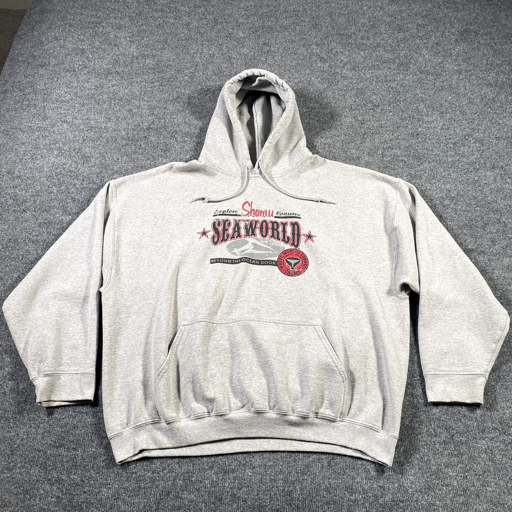 Vintage SeaWorld Orlando Shamu Mens 2XL Explore Conserve Hoodie Killer Whale